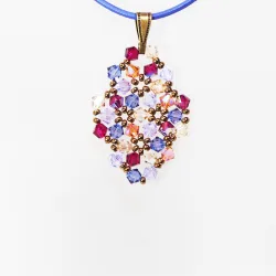 Pendant 30cm - Terence Rhombus S-Lavender Leather - Pendant 30cm - Laiton bronze